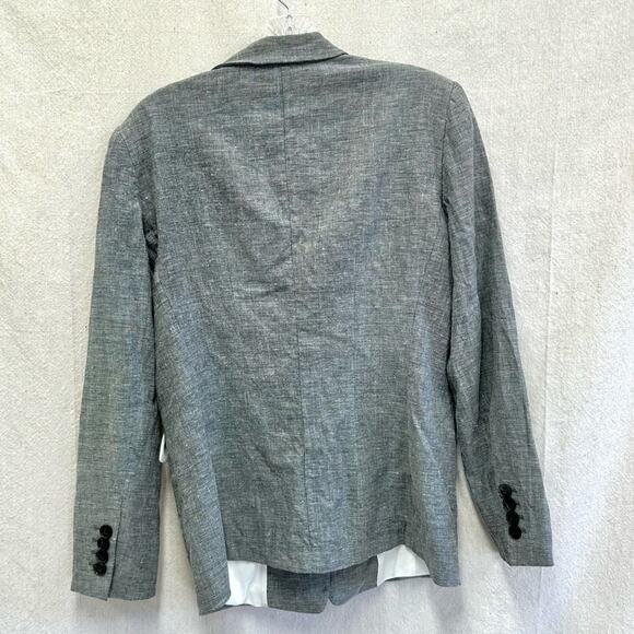 Lafayette 148 NY wool & linen black and white tweed single button blazer size 10 - Picture 2 of 15